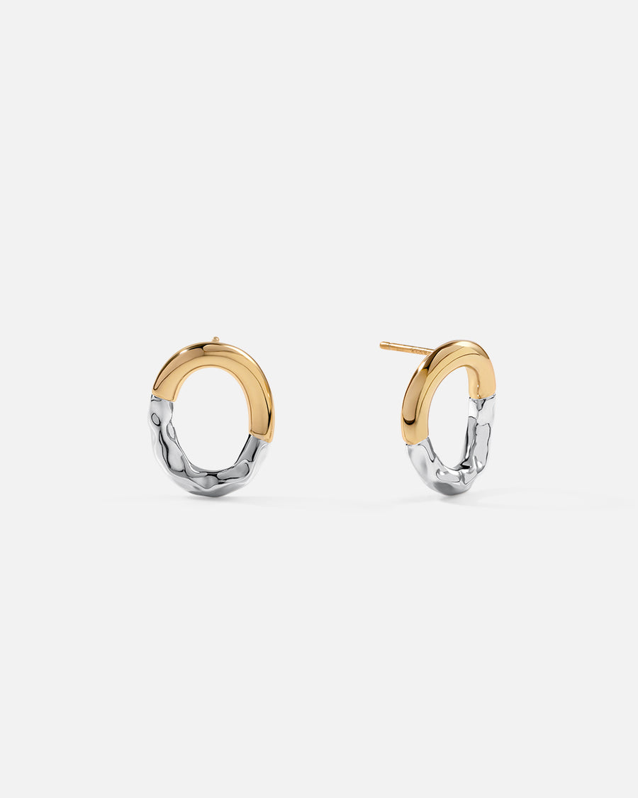 Circle Stud Earrings in Two-Tone