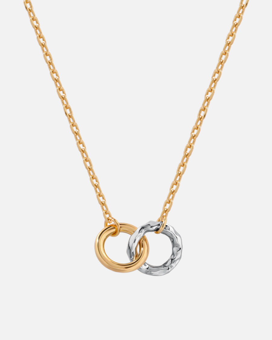 Asymmetric Interlocking Pendant Necklace in Two-tone*18k Gold and Rhodium Plated