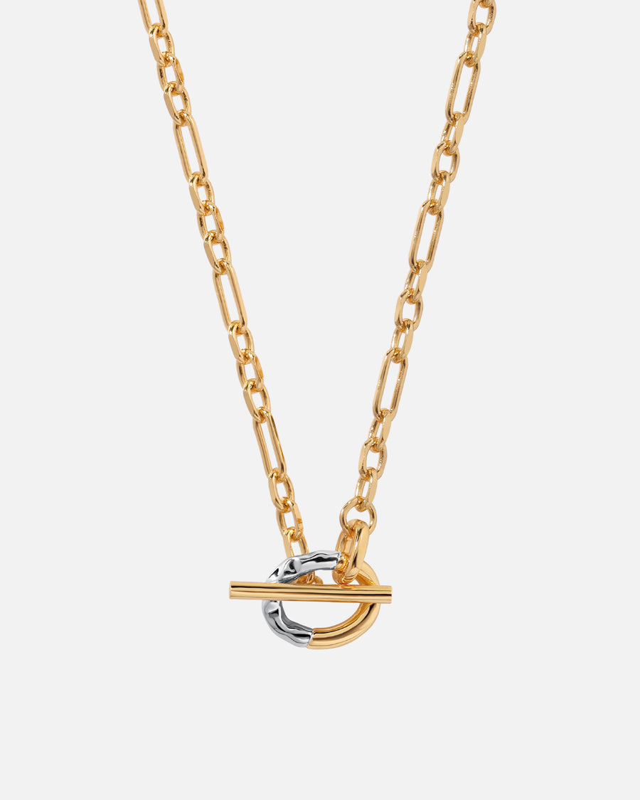 Asymmetric Pendant Necklace in Two-tone*18k Gold and Rhodium Plated