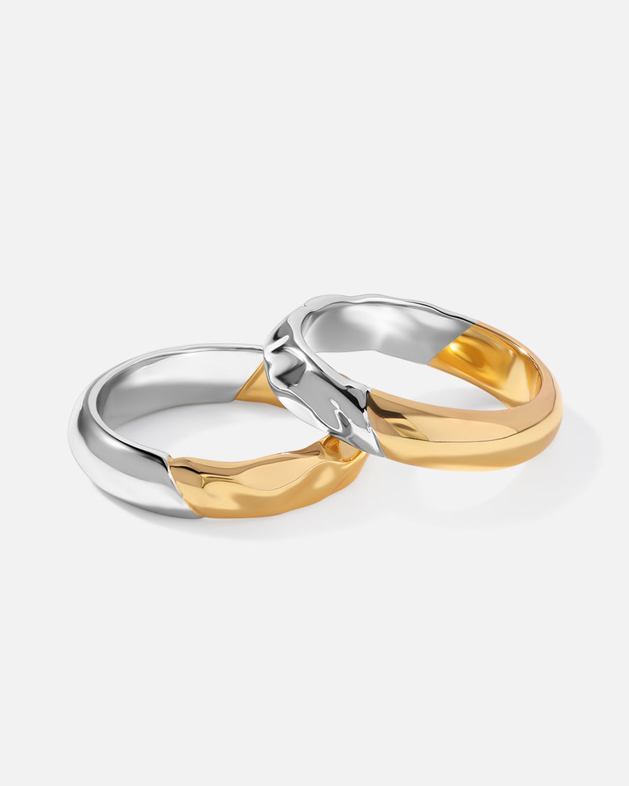 Asymmetric Ring Set*18k Gold & Rhodium Plated
