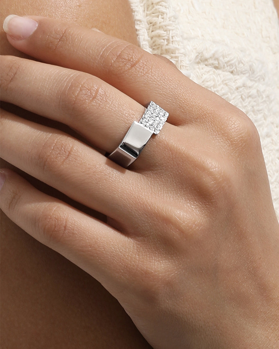 Asymmetric Wide Square Stacker Ring