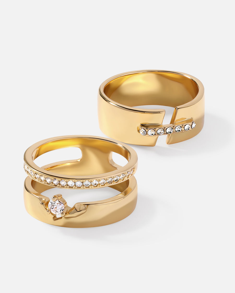 Boundless & Stapled Ring Set*18k Gold Plated
