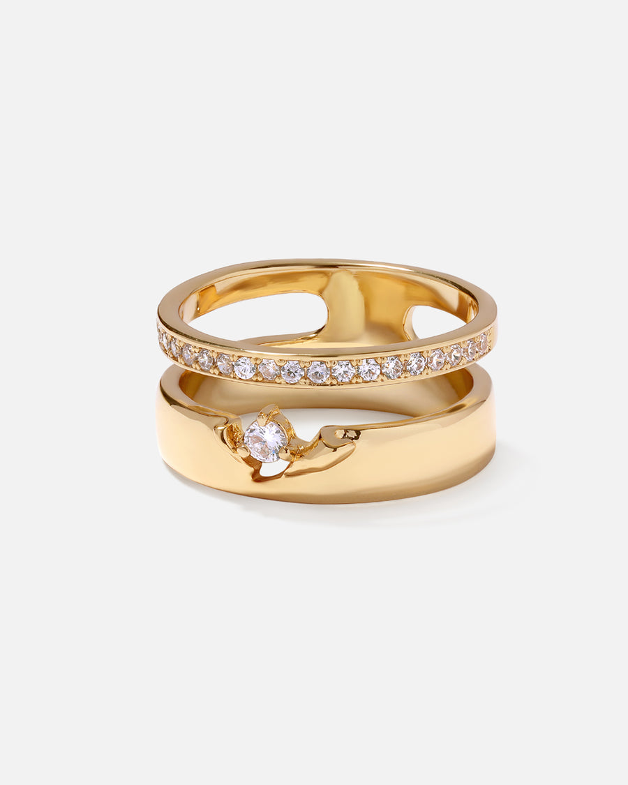 Boundless & Stapled Ring Set*18k Gold Plated