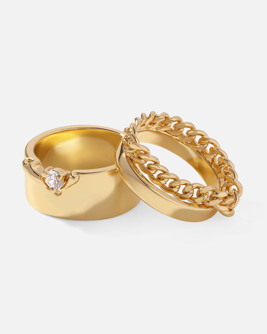 Boundless & Curb Chain Ring Set*18k Gold Plated
