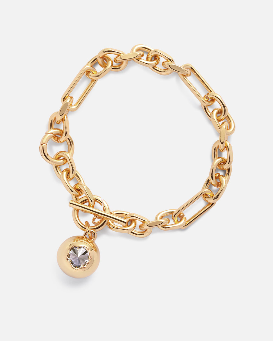 Broken Hole Sphere Charm Bracelet in Gold*18k Gold Plated, Crystal