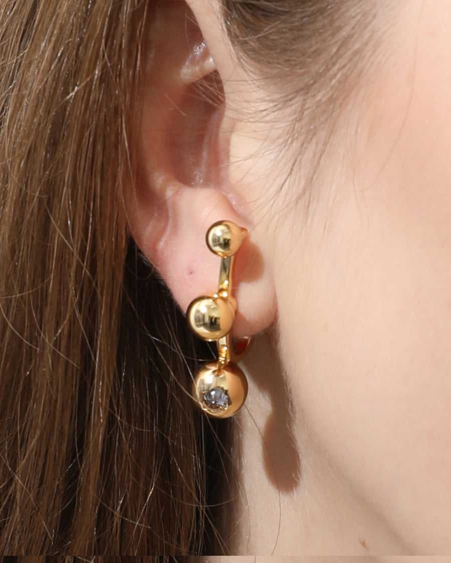 Broken Hole Sphere Cuff Earring in Gold*18k Gold Plated, Crystal