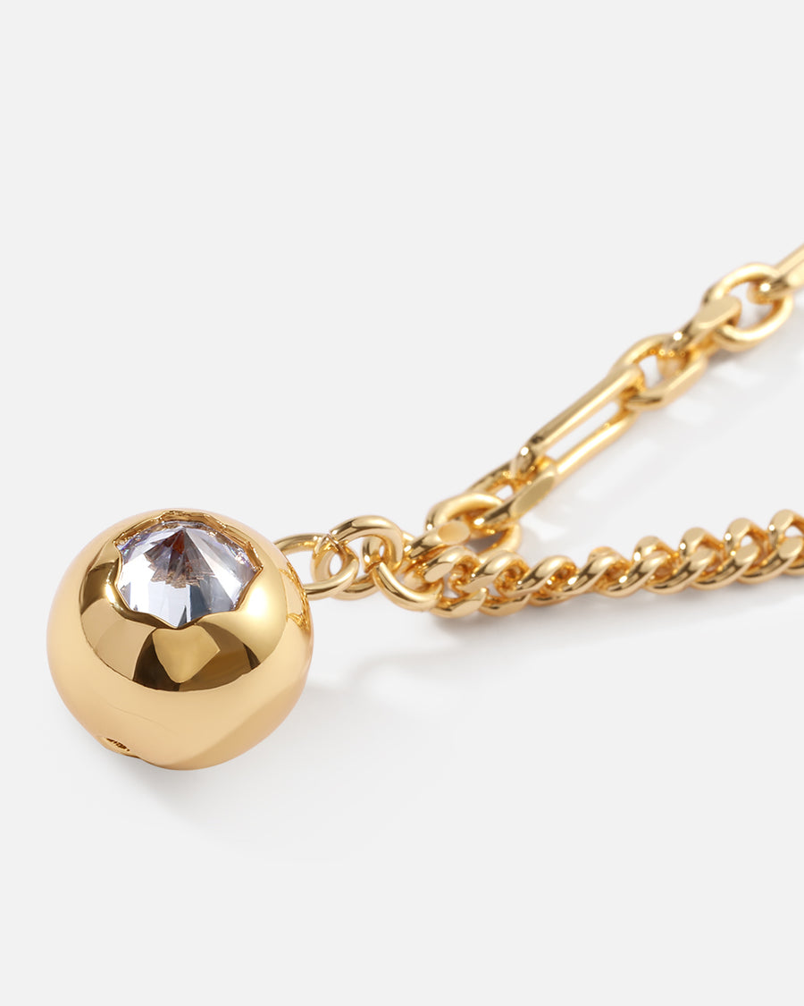 Broken Hole Sphere Pendant Necklace in Gold*18k Gold Plated, Crystal