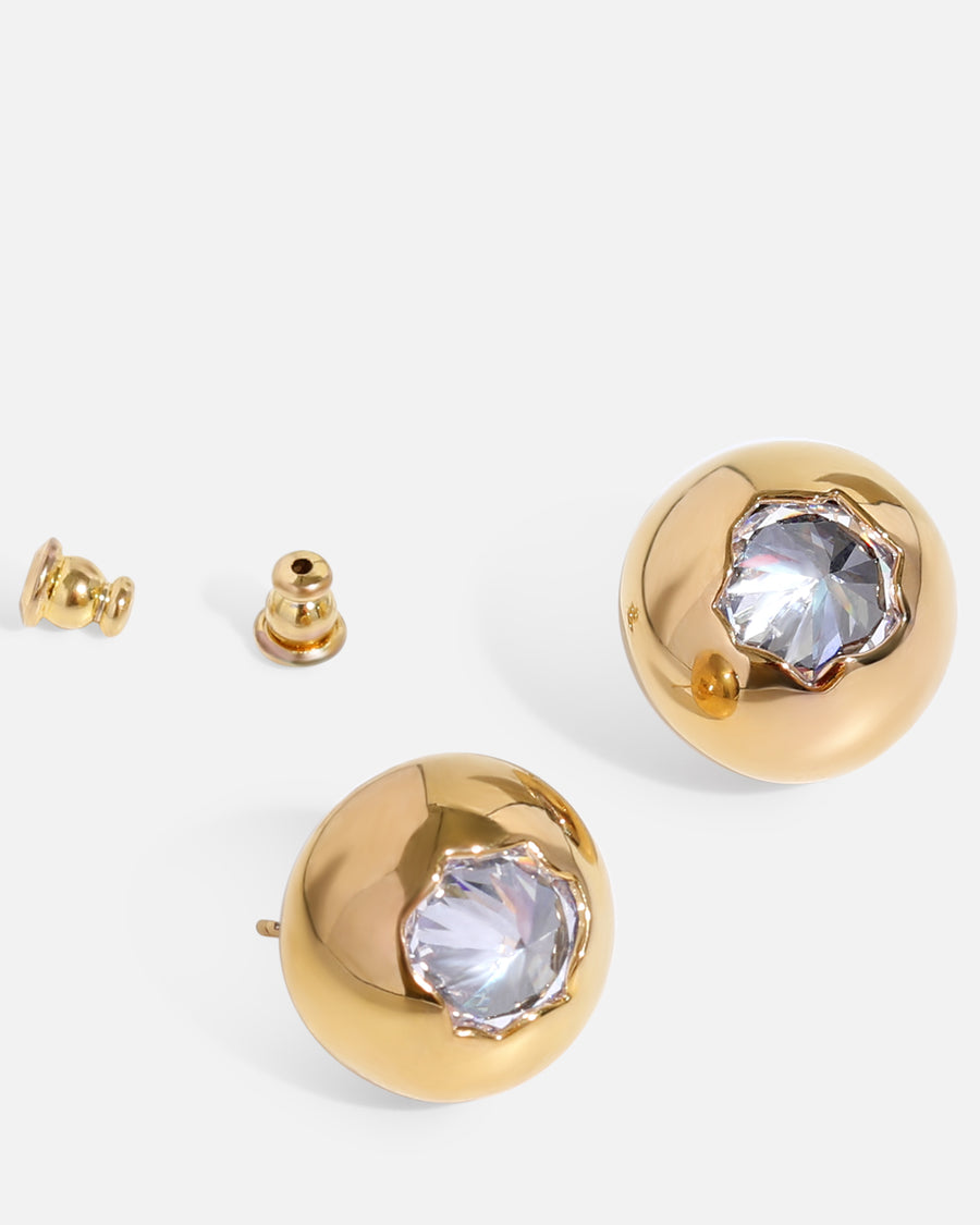 Sphere Earrings Stud with Crystal