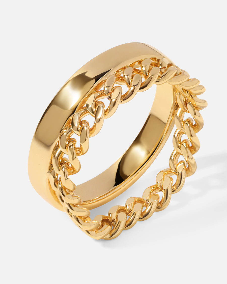 Band Chain Ring Gold Plated