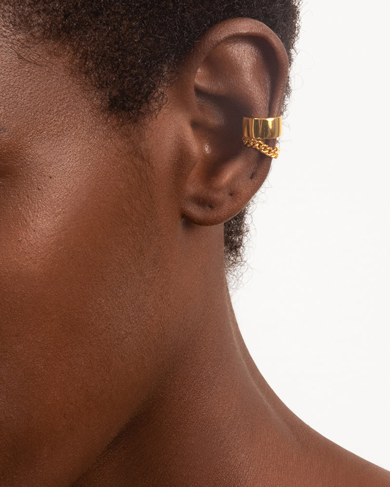 Curb Chain Cuff Earring in Gold*18k Gold Plated