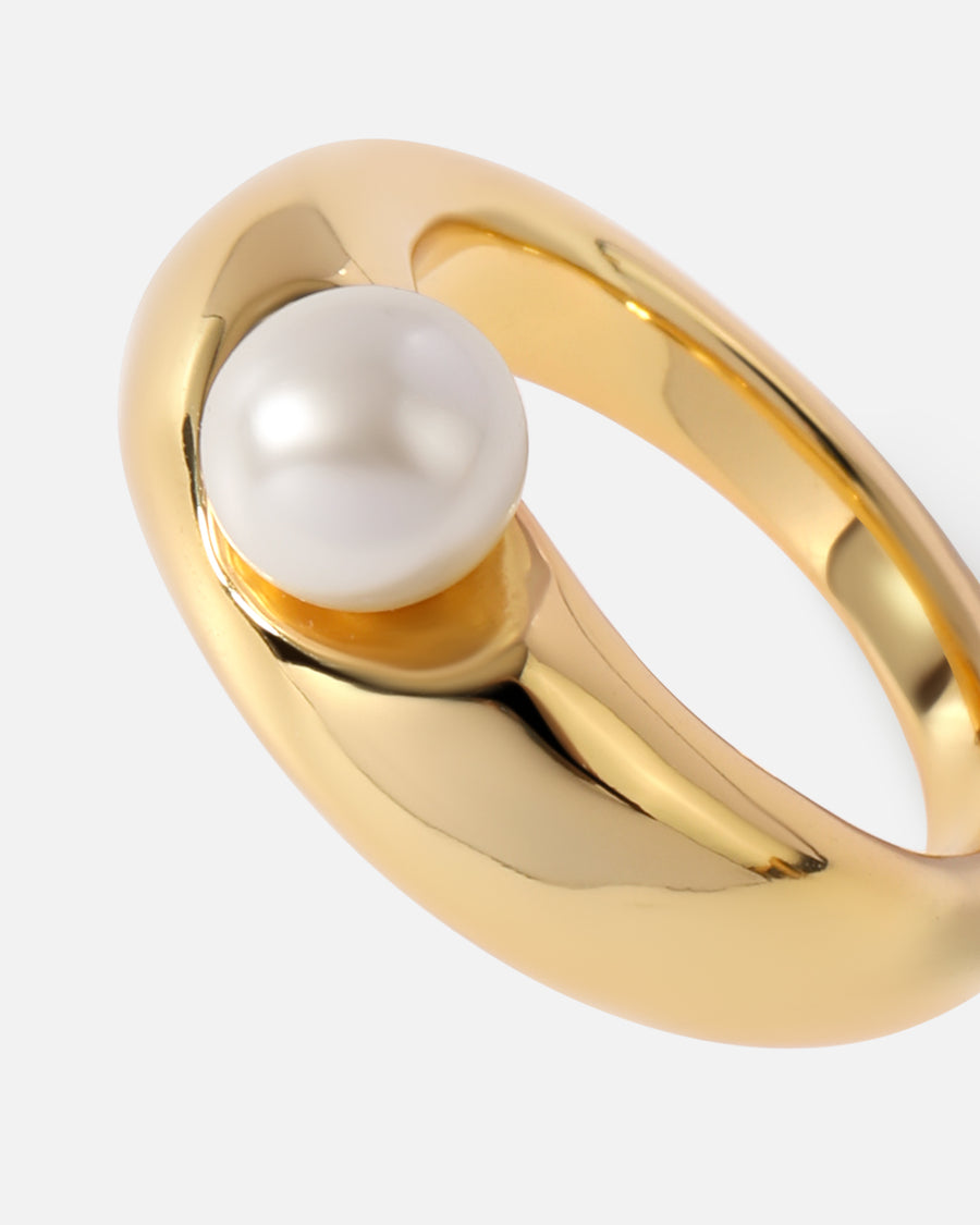Dented Dome Ring in Gold*18k Gold Plated, Pearl