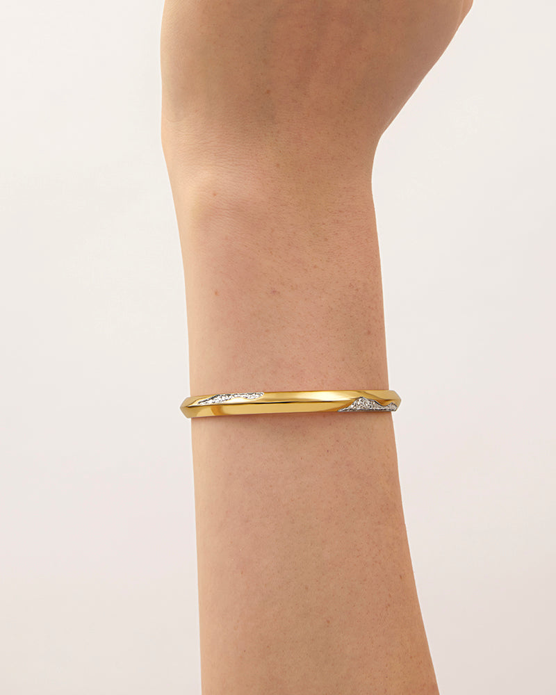 Eroded Cuff Bracelet in Two-tone*18k Gold and Rhodium Plated
