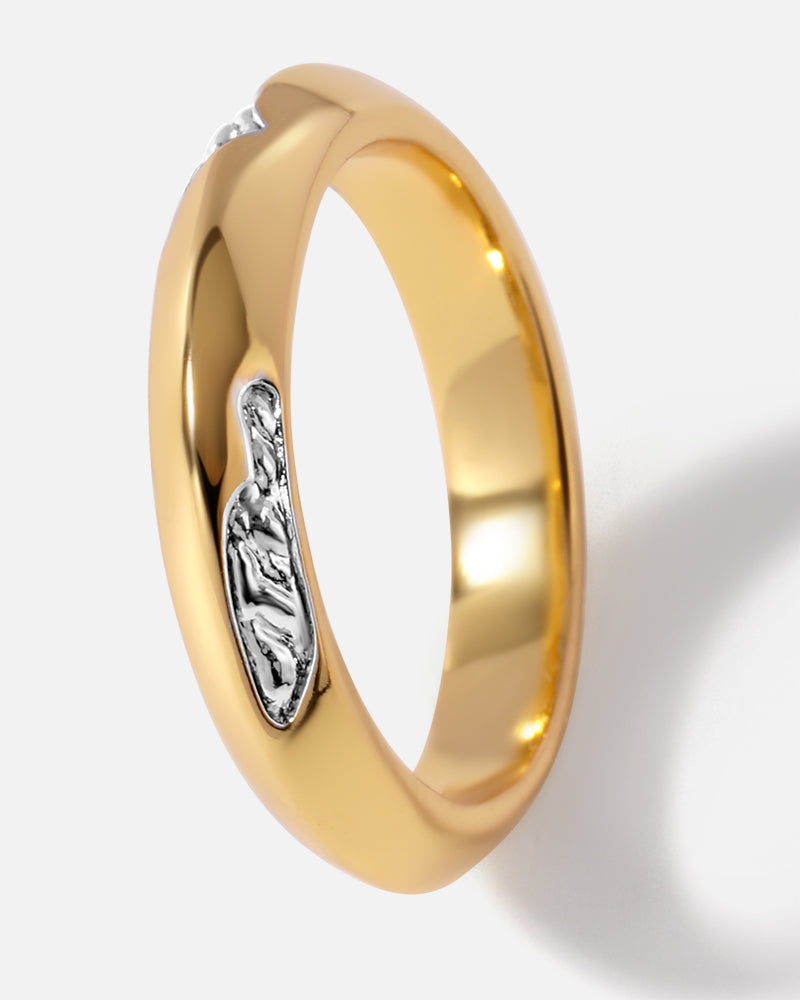 Eroded Stacker Ring in Two-tone