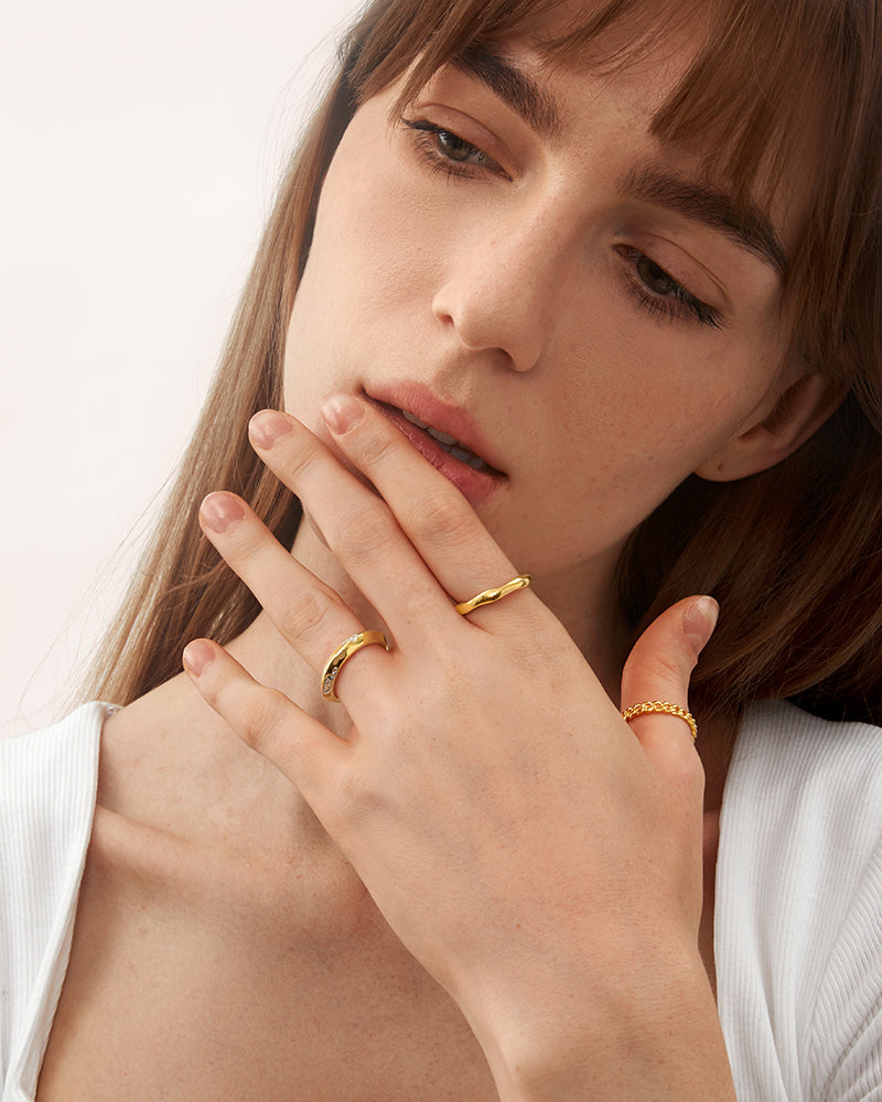 Eroded Stacker Ring in Two-tone | Basique® Jewelry