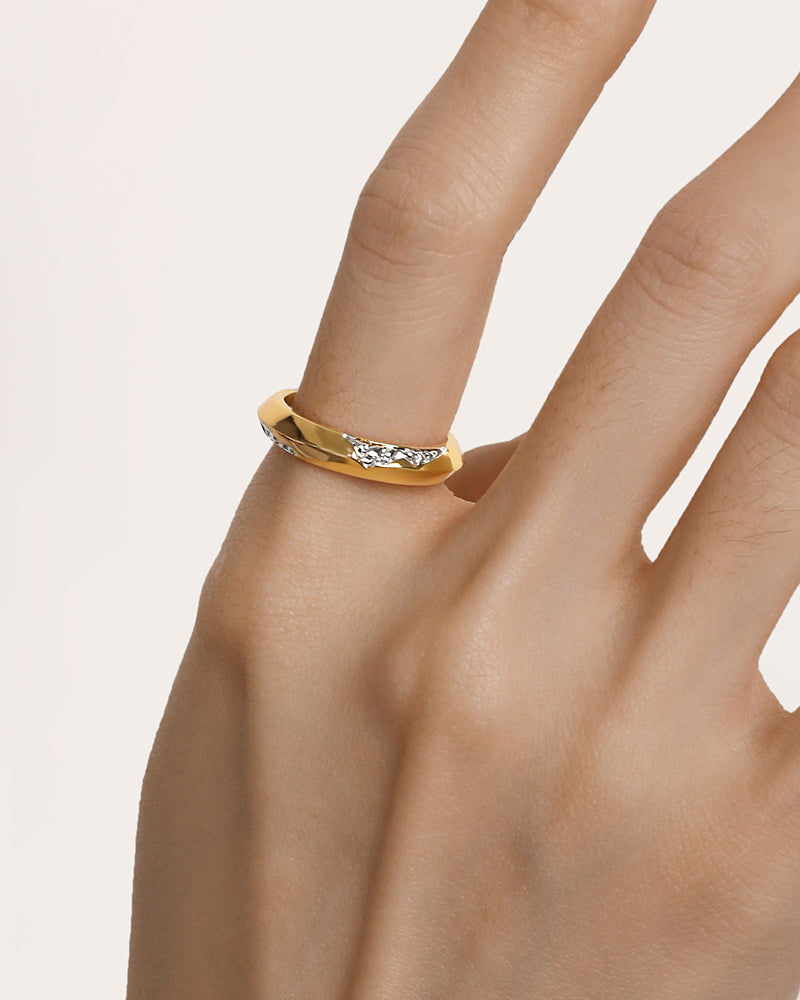 Eroded Stacker Ring in Two-tone