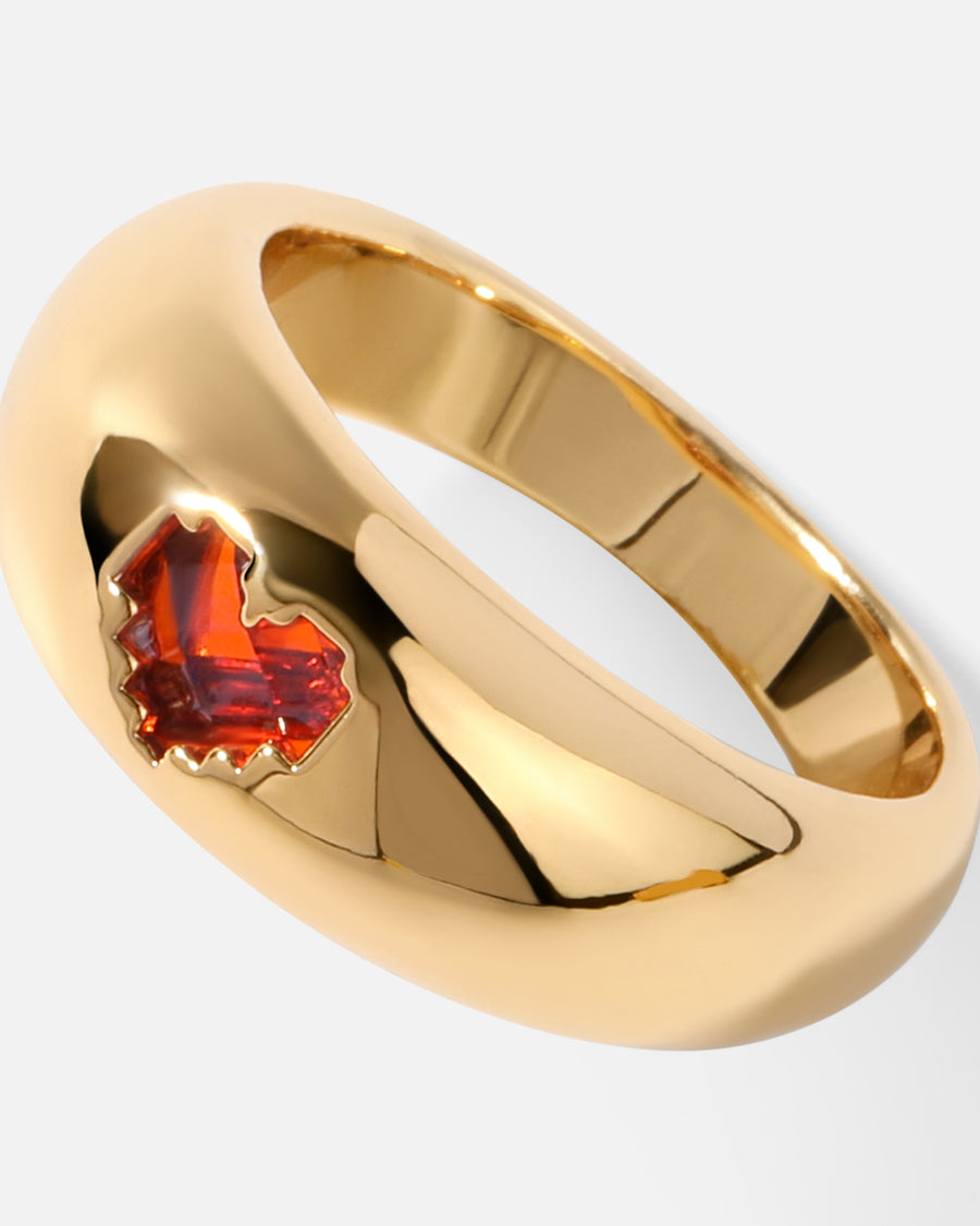 Dome Red Heart Ring