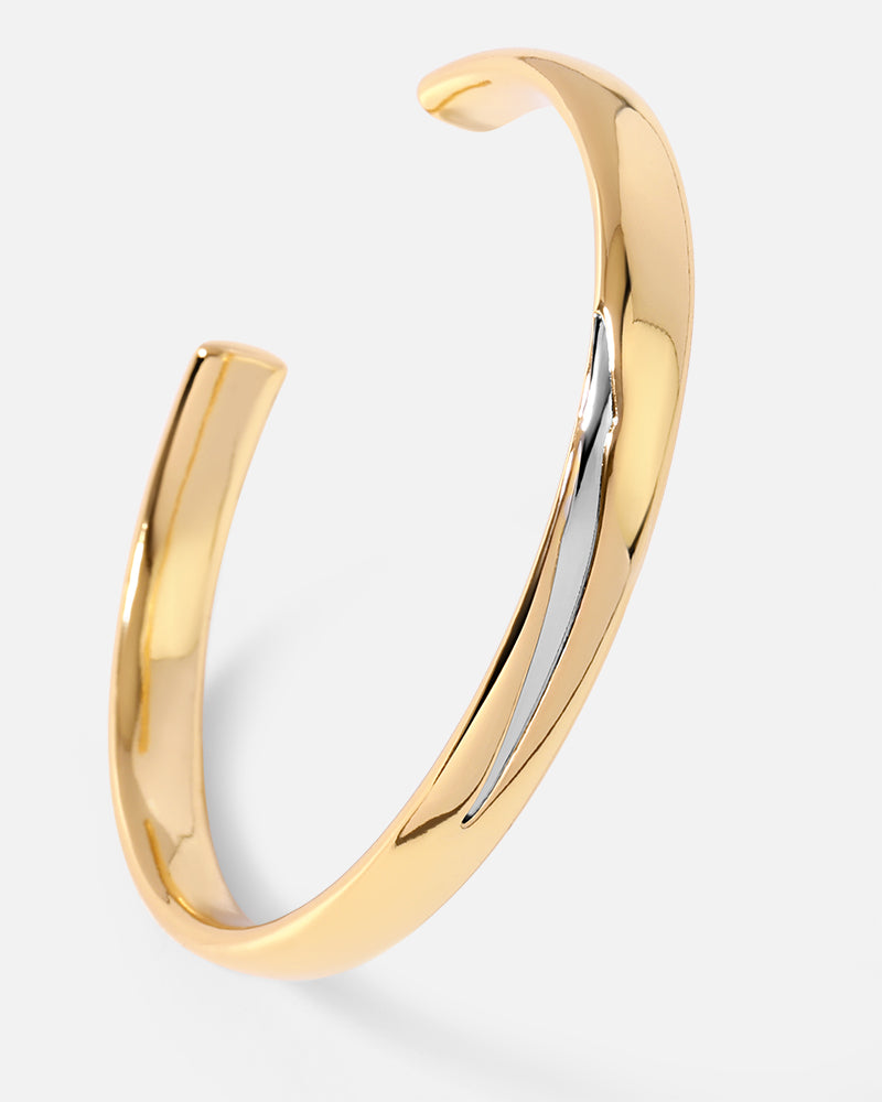 Slit Cuff Bracelet in Two-tone*18k Gold and Rhodium Plated