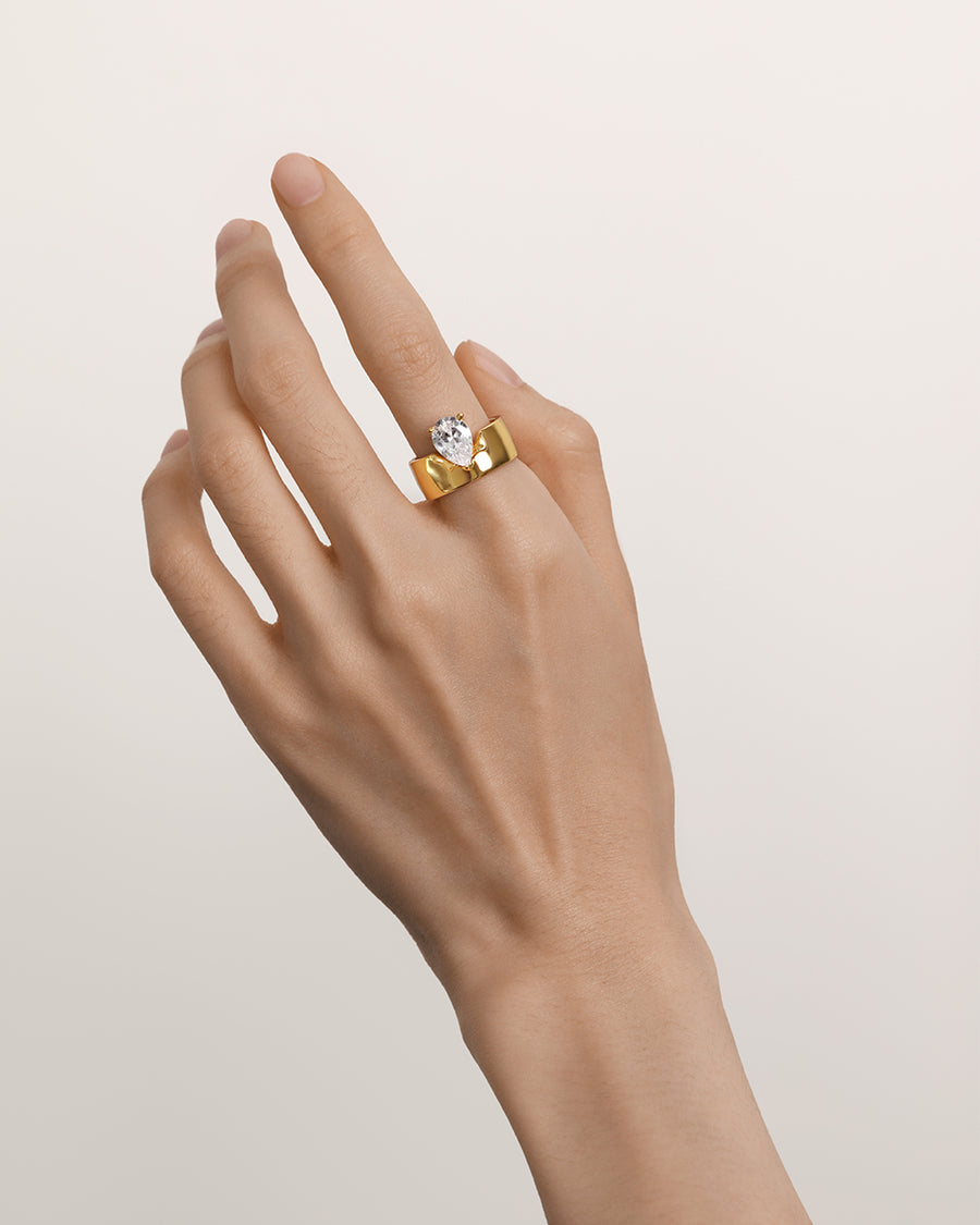 Torn Band Ring in Gold*18k Gold Vermeil, Crystal