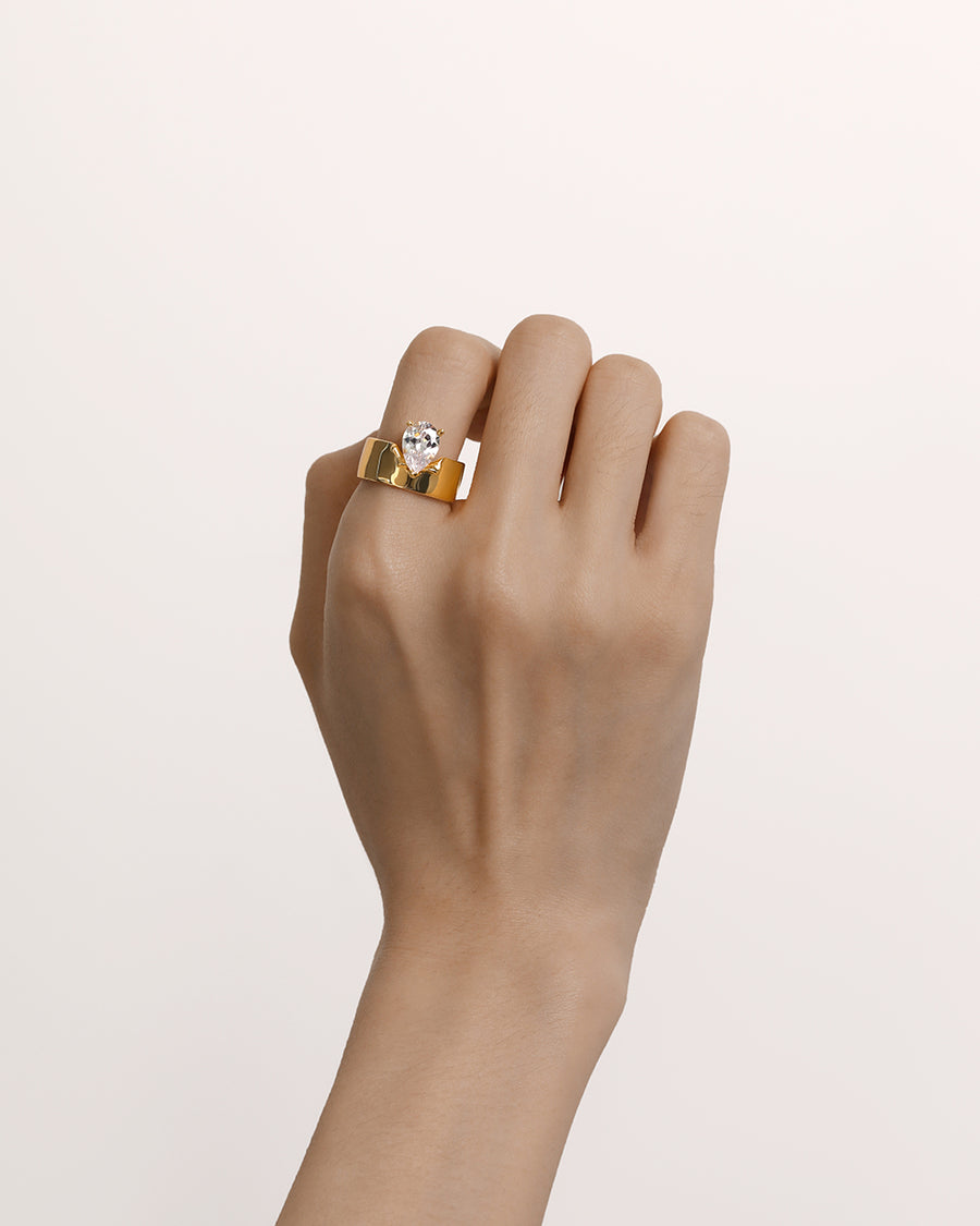 Torn Band Ring in Gold*18k Gold Vermeil, Crystal