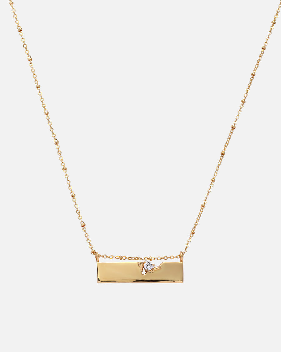 Torn Bar Necklace in Gold*18k Gold Plated, Crystal
