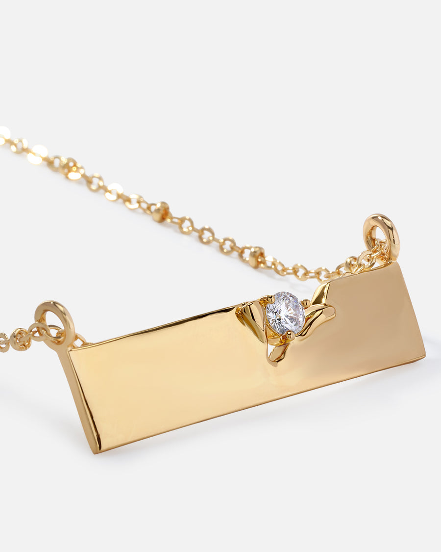 Torn Bar Necklace in Gold*18k Gold Plated, Crystal