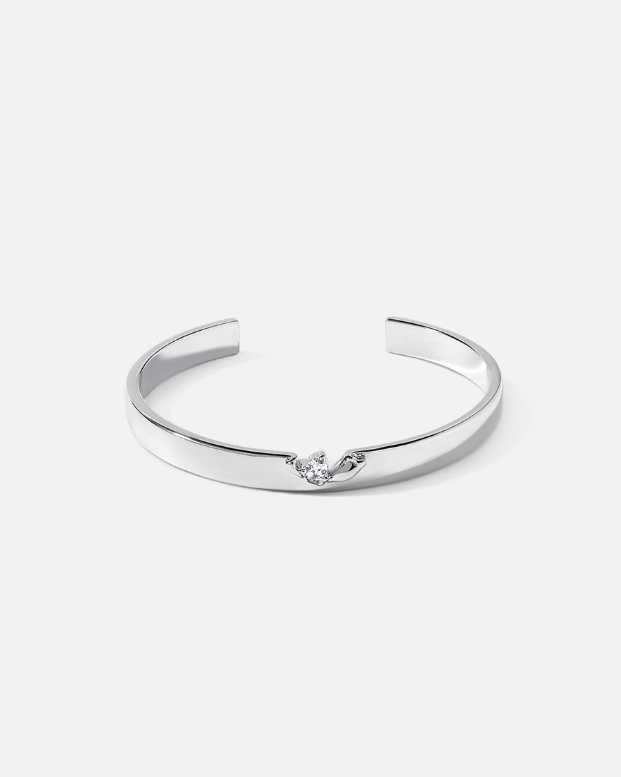 Torn Cuff Bracelet in Silver*Rhodium Plated, Crystal