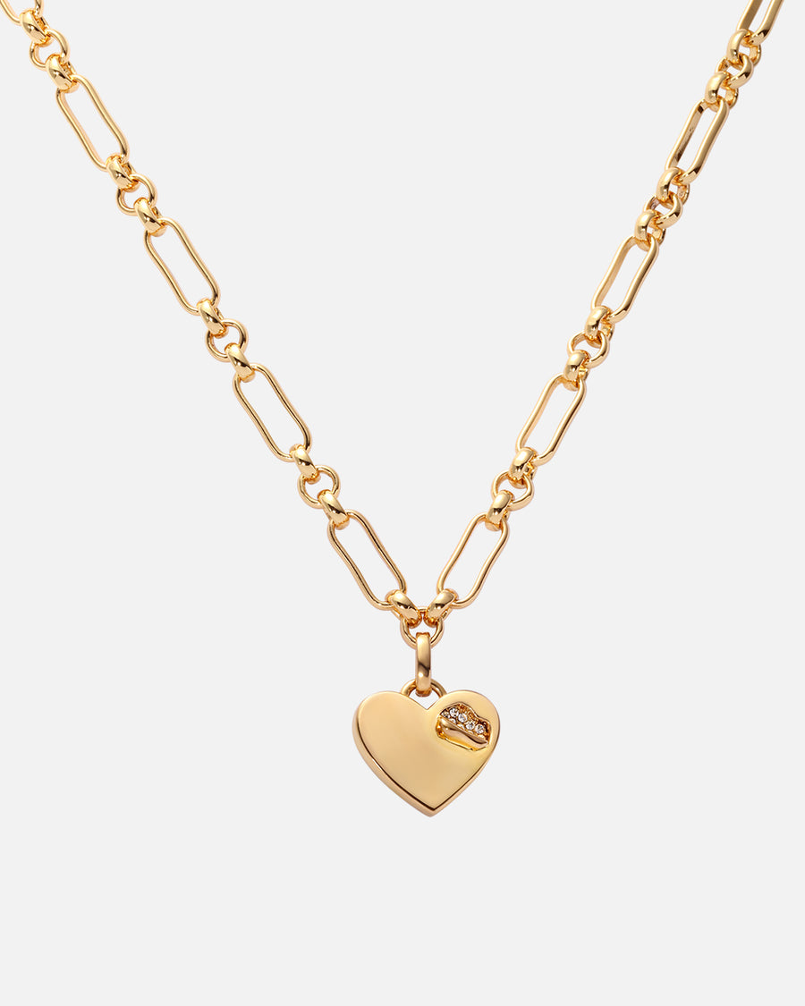 Torn Heart Pendant Necklace in Gold*18k Gold Plated, Crystal
