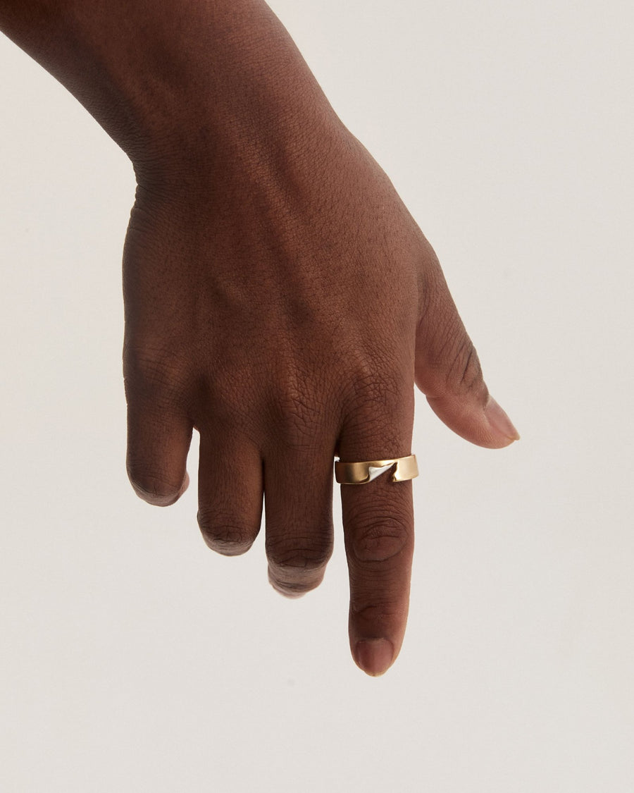 Torn Narrow Band Ring in Two-tone*Gold Vermeil and Sterling Silver