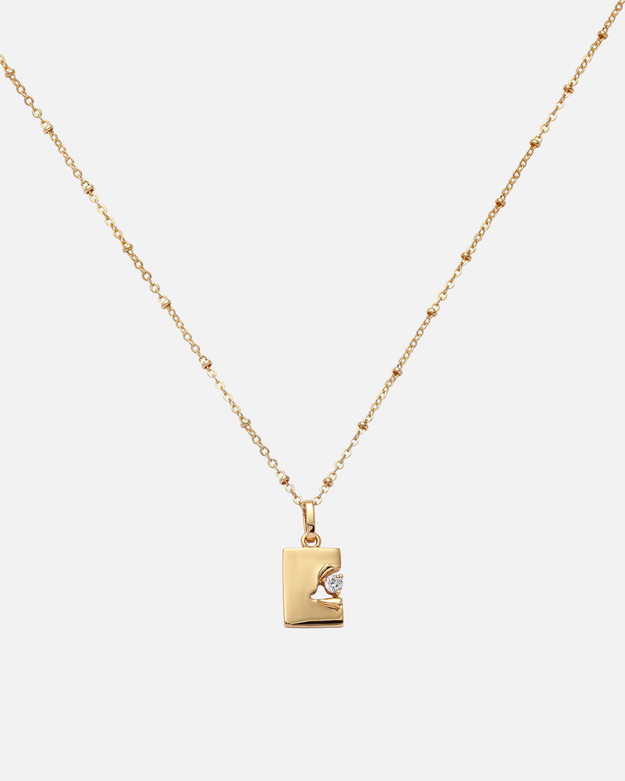 Torn Rectangular Tag Necklace in Gold*18k Gold Plated, Crystal