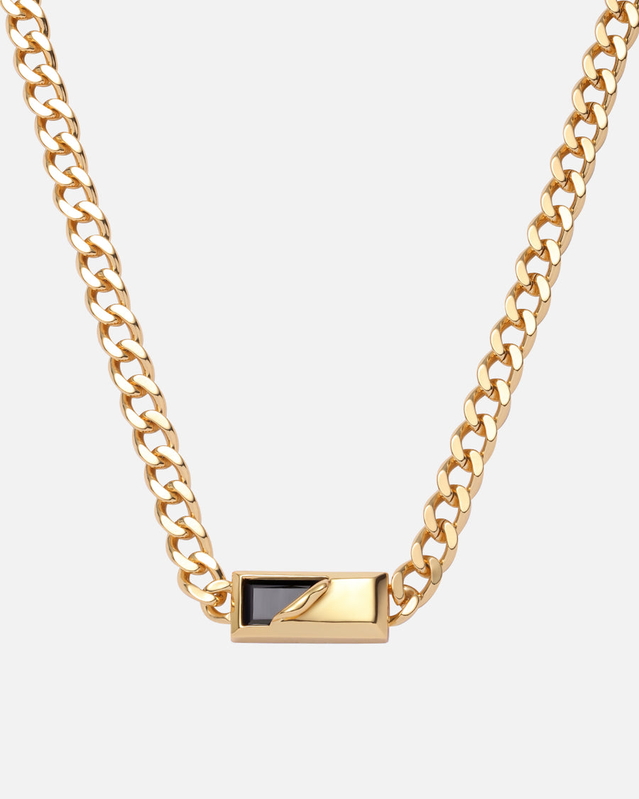 Torn Rectangular Tag Necklace in Gold*18k Gold Plated, Quartz
