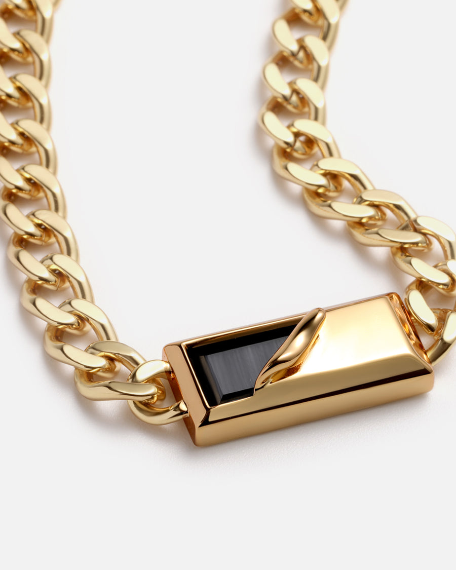 Torn Rectangular Tag Necklace in Gold*18k Gold Plated, Quartz