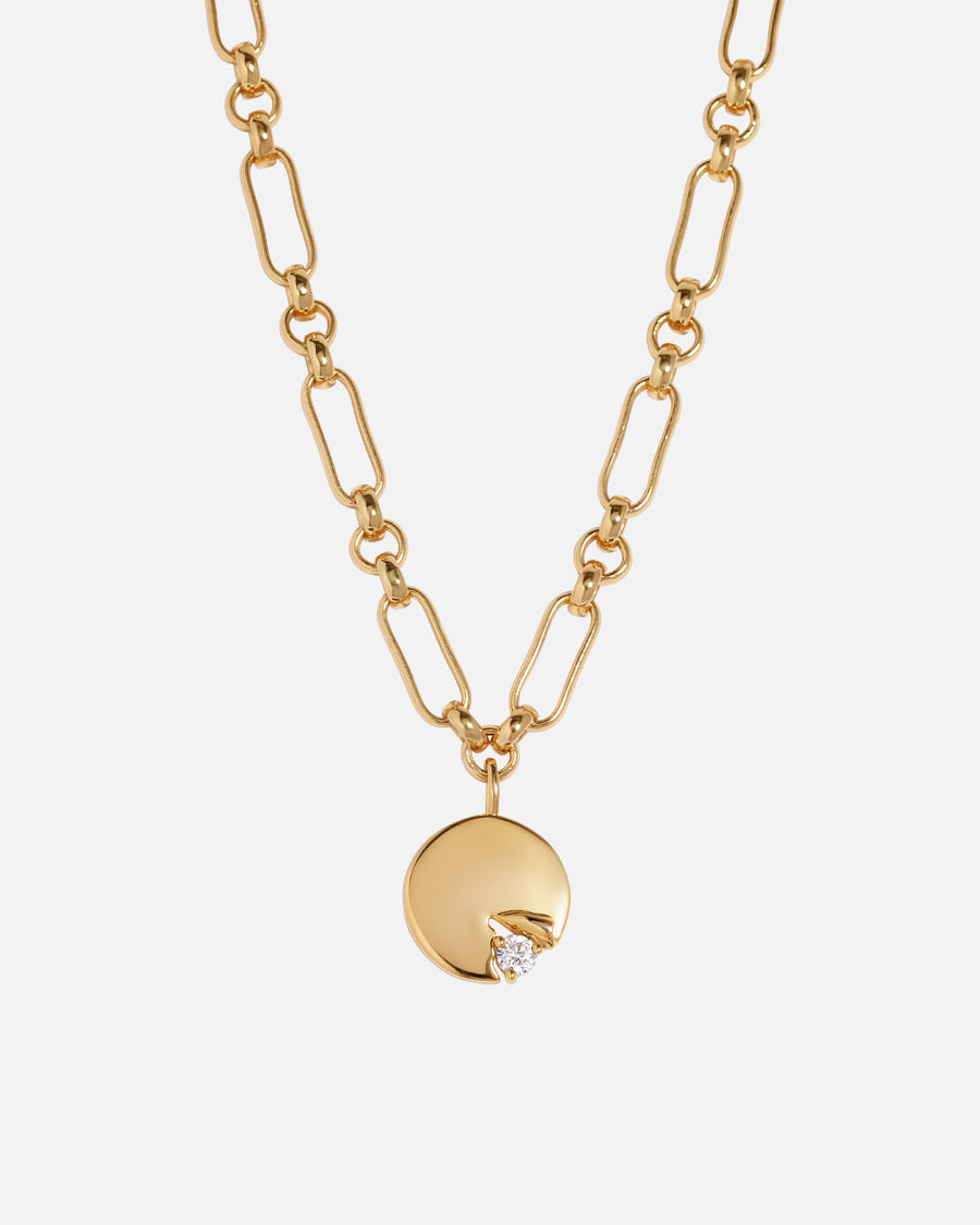 Torn Round Tag Necklace in Gold*18k Gold Plated, Crystal