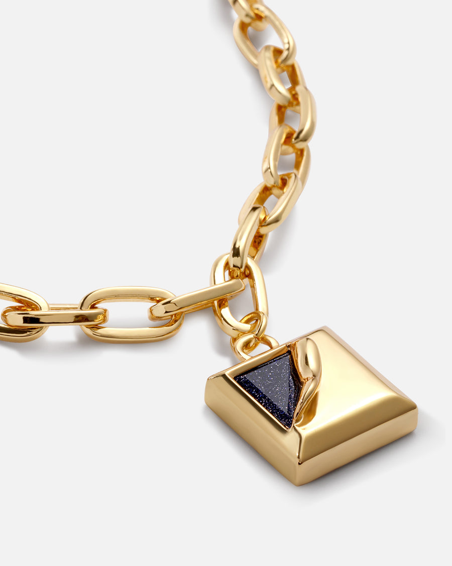 Torn Square Pendant Necklace in Gold*18k Gold Plated, Quartz