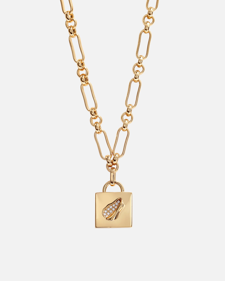 Torn Square Pendant Necklace in Gold*18k Gold Plated, Crystal