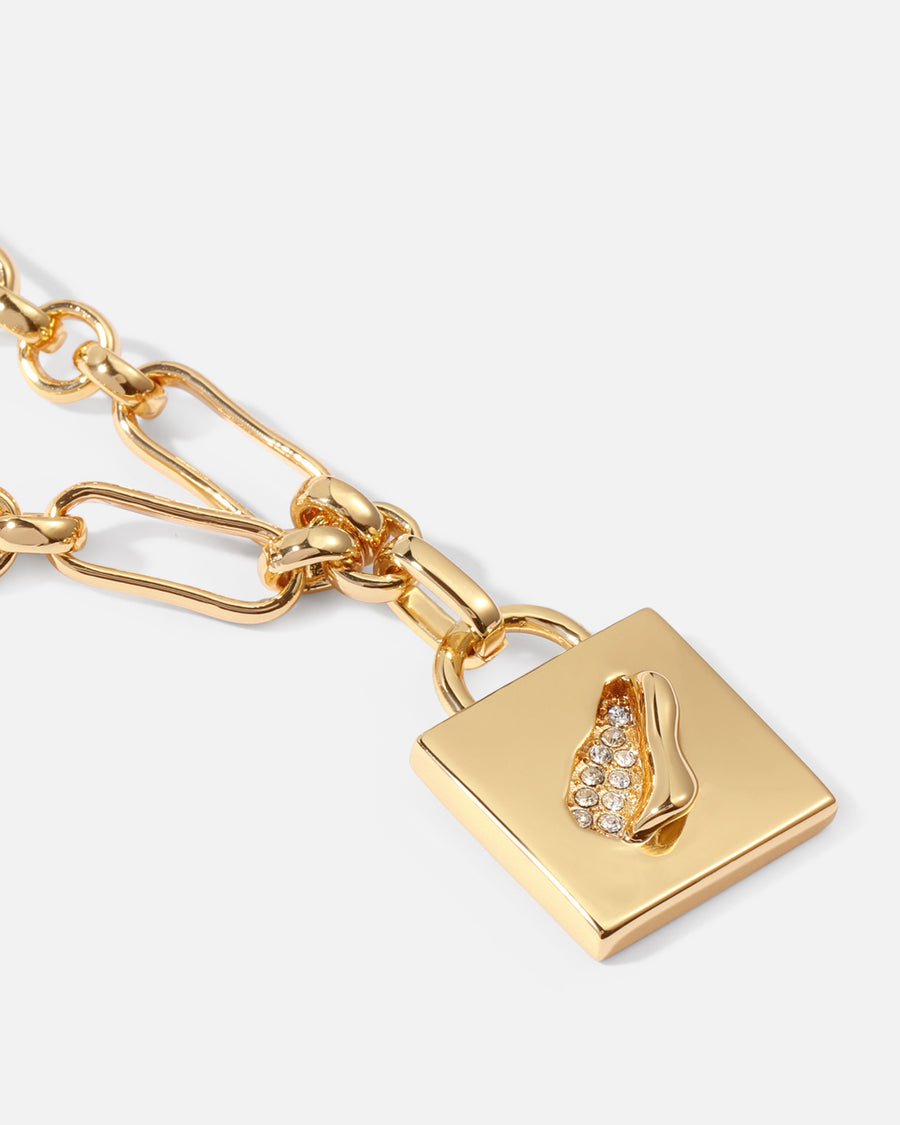 Torn Square Pendant Necklace in Gold*18k Gold Plated, Crystal