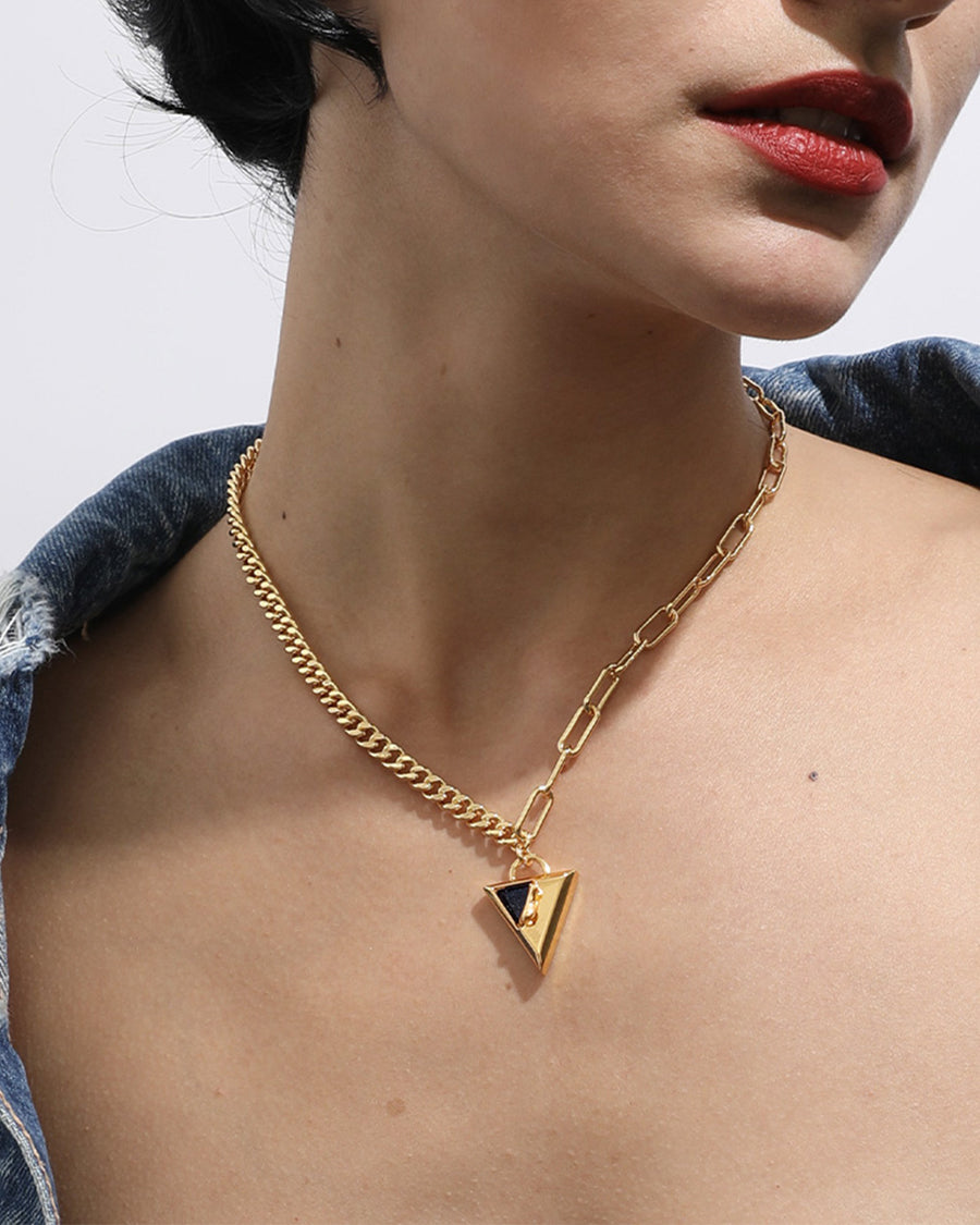 Torn Triangle Tag Necklace in Gold*18k Gold Plated, Quartz