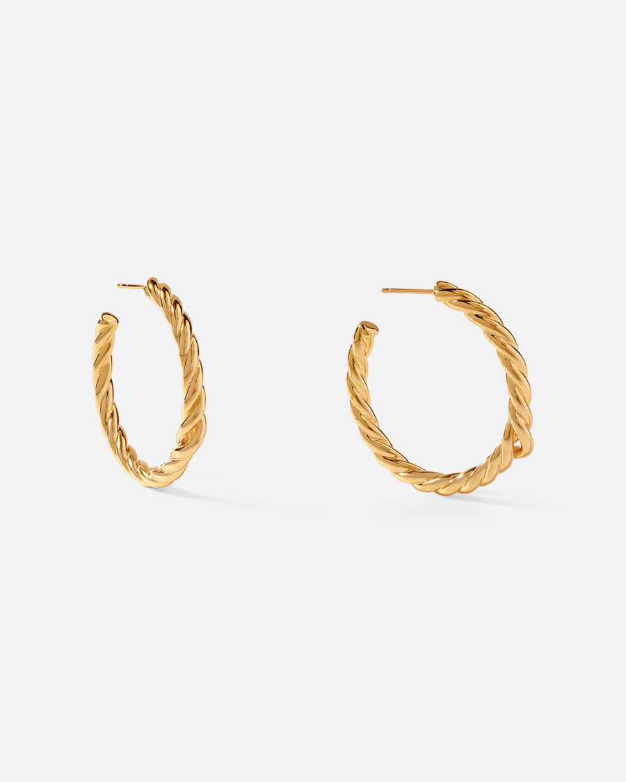 Twist Hoop Earrings in Gold, Large*18k Gold Plated