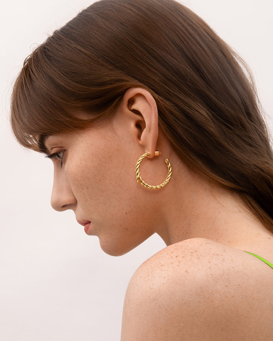 Twist Hoop Earrings in Gold, Large*18k Gold Plated